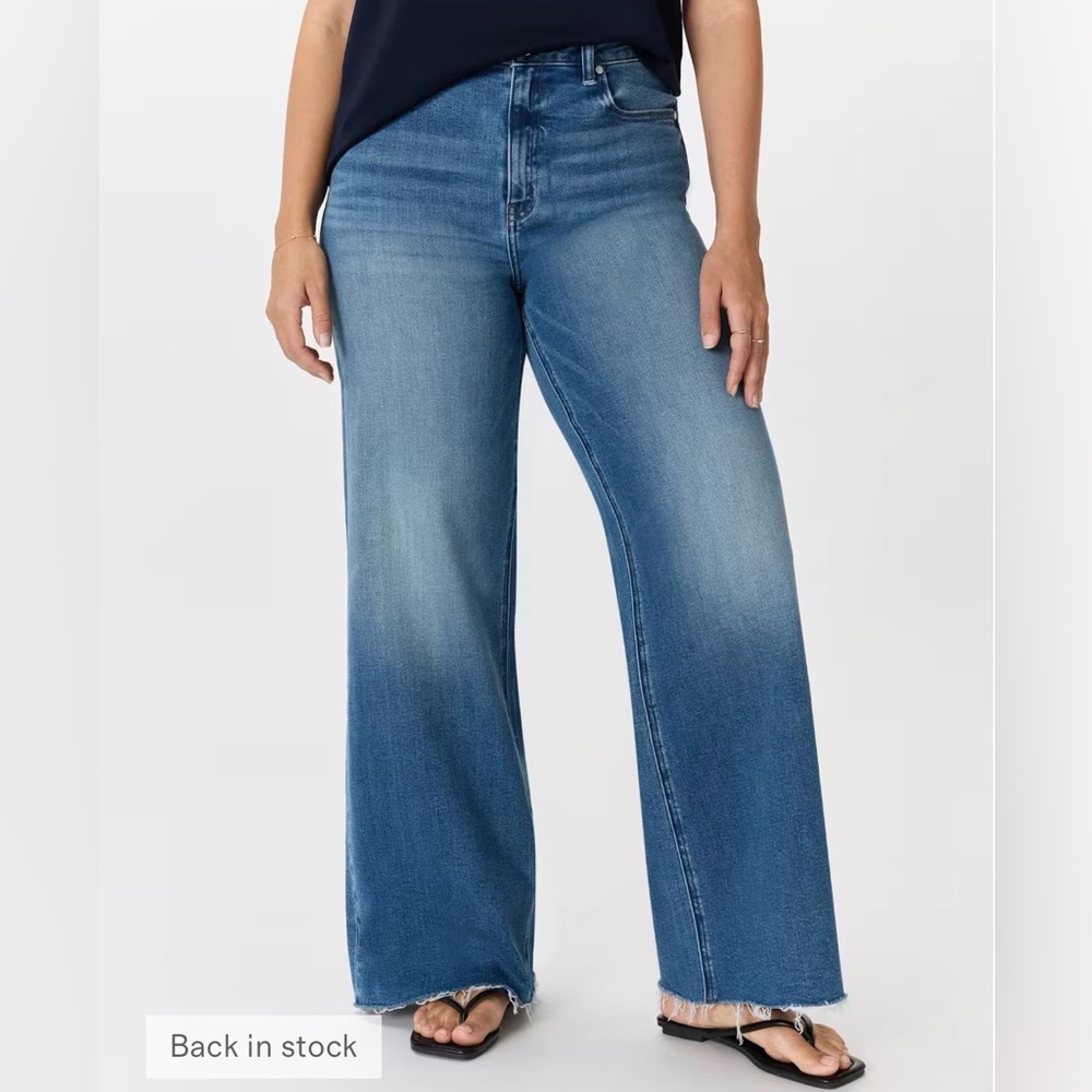 Quince Bella wide leg stretch twilight blue fray